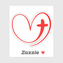 Adesivo Coração Vermelho Entrelaçado Com Uma Cruz