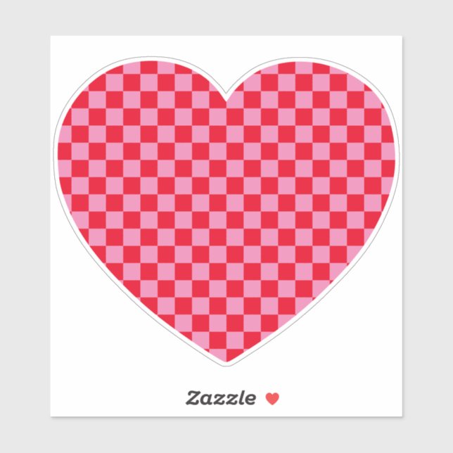 Adesivo Coração Vermelhos e Rosa Verificados (Folha)