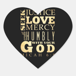 Adesivo Coração Verso escritural cristão da bíblia - 6:8 de Mica
