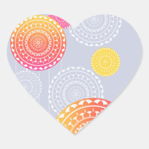 Adesivo Coração Vibrante Amarelo Amarelo Aleatório Mandala