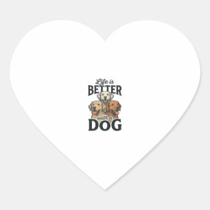 Adesivo Coração Vida Antiga É Melhor Com um Cão Desenho Vetorial_1