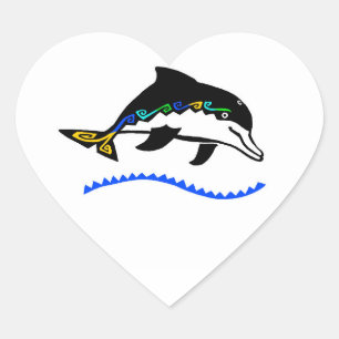 Adesivo Coração Vida selvagem - Eu adoro DOLFINS - Natureza - Anim