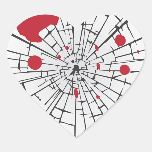 Adesivo Coração vidro estilhaçado (Frente)