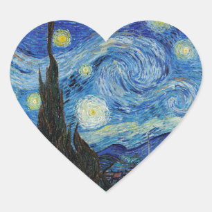 Adesivo Coração Vincent Van Gogh Starry Night Vintage