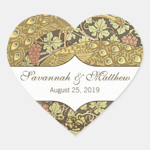 Adesivo Coração Vineyard Art Nouveau Peacocks