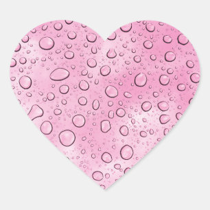 Adesivo Coração Vinheta bonito cor-de-rosa com gota de água e div