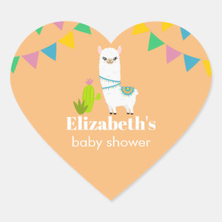 Adesivo Coração Vinheta cardíaca do chá de fraldas Llama