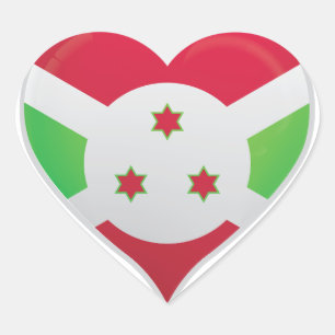 Adesivo Coração Vinheta cardíaca do orgulho de bandeira do Burundi