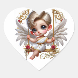 Adesivo Coração Vinheta Cupido do Dia de os namorados