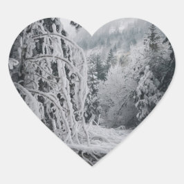 Adesivo Coração Vinheta da Floresta de Neve