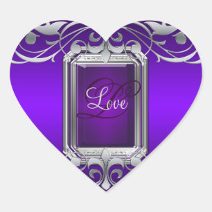 Adesivo Coração Vinheta de amor de coração roxo da Grande Duques
