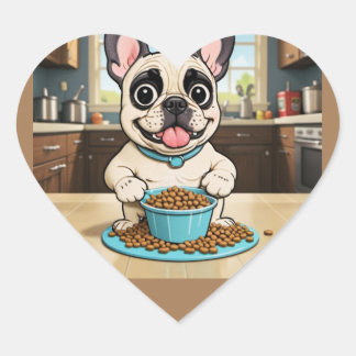 Adesivo Coração Vinheta de Cartoon para Bulldog Francês