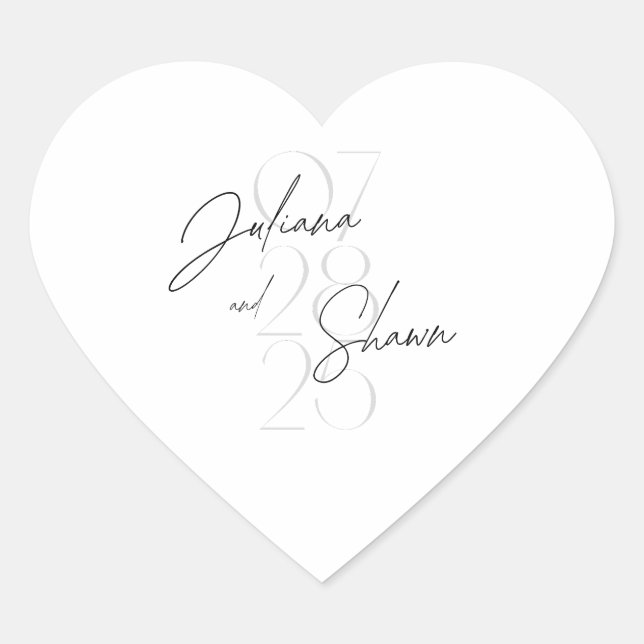 Adesivo Coração Vinheta de casamento (Frente)