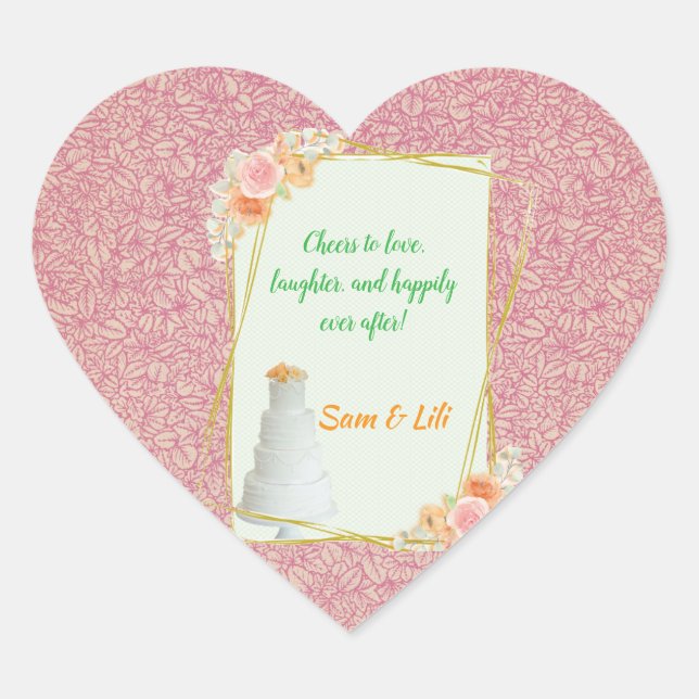 Adesivo Coração Vinheta de casamento (Frente)