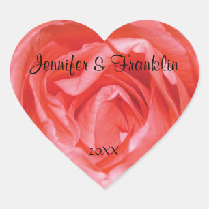 Adesivo Coração Vinheta de Casamento Cardíaco Personalizado Rosa R