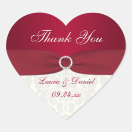 Adesivo Coração Vinheta de Casamento em forma de coração, Red and 