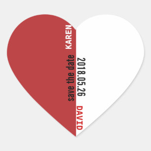 Adesivo Coração Vinheta de Casamento em Forma de Coração Vermelh