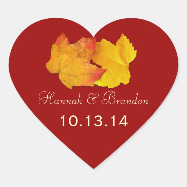 Adesivo Coração Vinheta de Casamento Personalizada do Coração Verm (Frente)