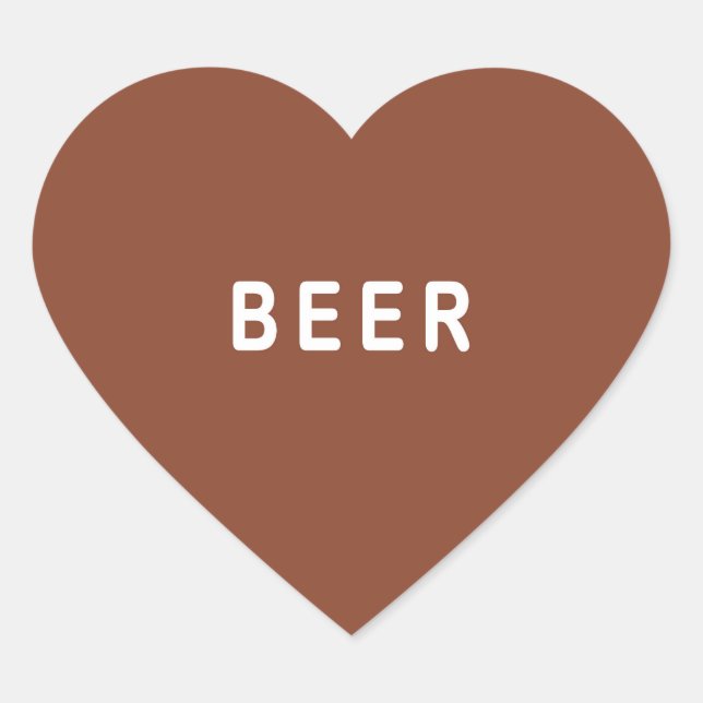 Adesivo Coração Vinheta de cerveja engraçada (Frente)