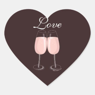 Adesivo Coração Vinheta de Champanhe Rosa