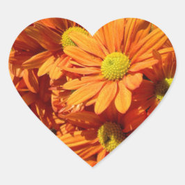 Adesivo Coração Vinheta de cor floral laranja