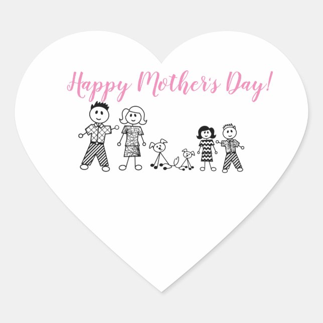 Adesivo Coração Vinheta de coração da mãe (Frente)