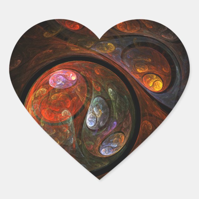 Adesivo Coração Vinheta de Coração de Abstrato de Conexão Fluida (Frente)