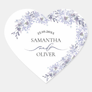 Adesivo Coração Vinheta de Coração de Casamento de Aquarela Elegan