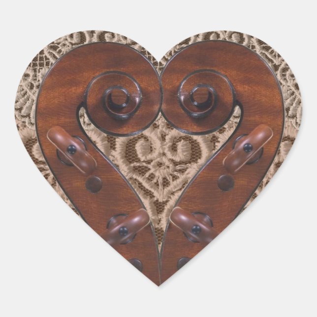 Adesivo Coração Vinheta de Coração Violin Scroll (Frente)