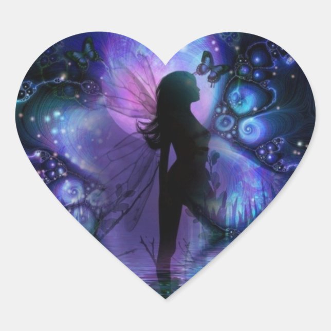 Adesivo Coração Vinheta de fada majestosa (Frente)