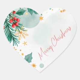 Adesivo Coração Vinheta de Natal Merry Elegante