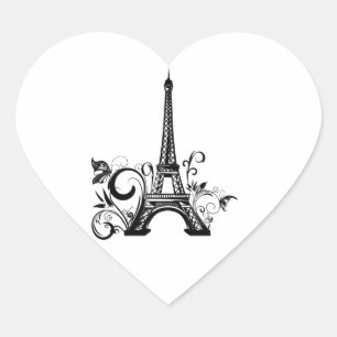 Adesivo Coração Vinheta de torre Eiffel