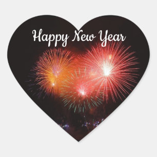Adesivo Coração Vinheta do New Year Fireworks
