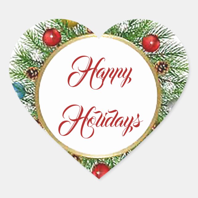 Adesivo Coração Vinheta Feriados Felizes (Frente)