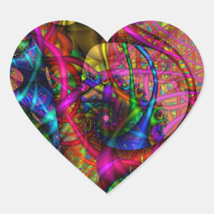 Adesivo Coração Vinheta Fractal