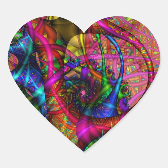 Adesivo Coração Vinheta Fractal (Frente)