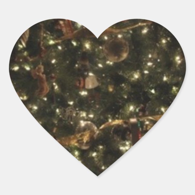 Adesivo Coração Vinhetas de árvores de Natal (Frente)