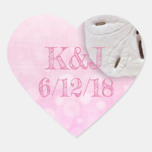 Adesivo Coração Vinhetas de Casamento com Dólar de Areia Rosa