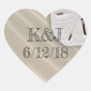 Adesivo Coração Vinhetas de Casamento de Dólar de Areia