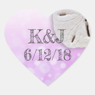 Adesivo Coração Vinhetas de Casamento de Dólar de Areia Roxo