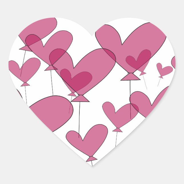 Adesivo Coração Vinhetas de casamento do balão de coração vermelho (Frente)