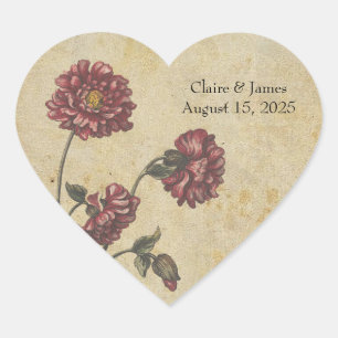 Adesivo Coração Vinhetas de Casamento Gótico-Romance - Escuro e El