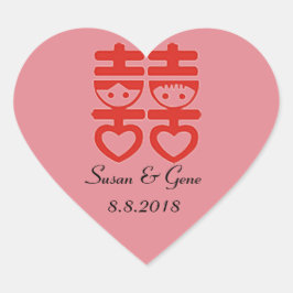 Adesivo Coração Vinhetas de Coração de Casamento Chinês