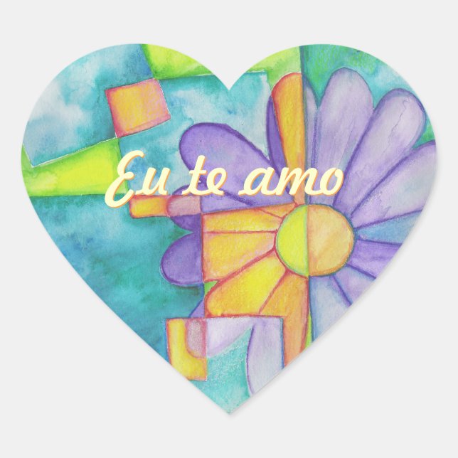 Adesivo Coração Vinhetas de Coração Margarida com Aquarela (Frente)