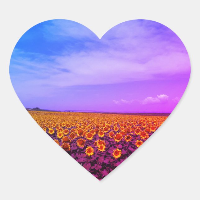 Adesivo Coração Vinhetas de girassol multicolores (Frente)