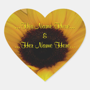 Adesivo Coração Vinhetas de girassol personalizadas