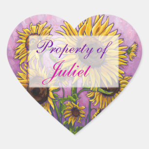 Adesivo Coração Vinhetas de livros de girassol