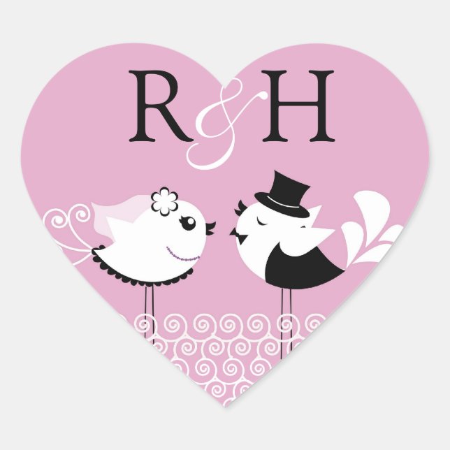 Adesivo Coração Vinhetas de noiva e de noiva (Frente)