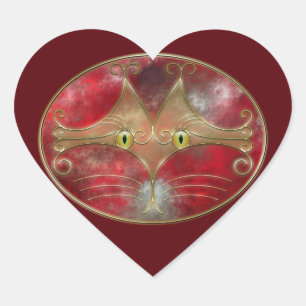 Adesivo Coração Vinhetas de olhos de gato