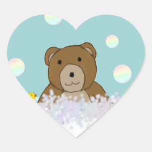 Adesivo Coração Vinhetas de Ursinho do Tempo de Banho